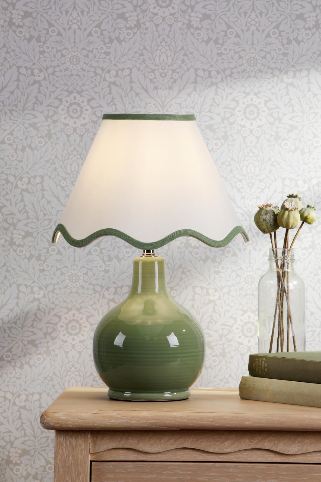 Laura Ashley Bramhope Table Lamp Green Ceramic With Shade LA3756668-Q