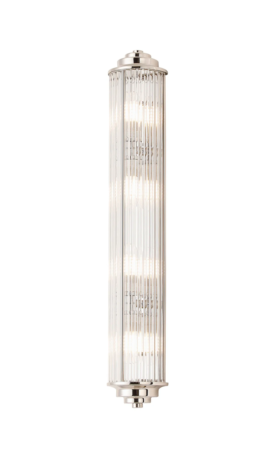 Pillar 4 Light Bathroom Wall Light In Polished Nickel And Clear Glass Rods IP44 G9