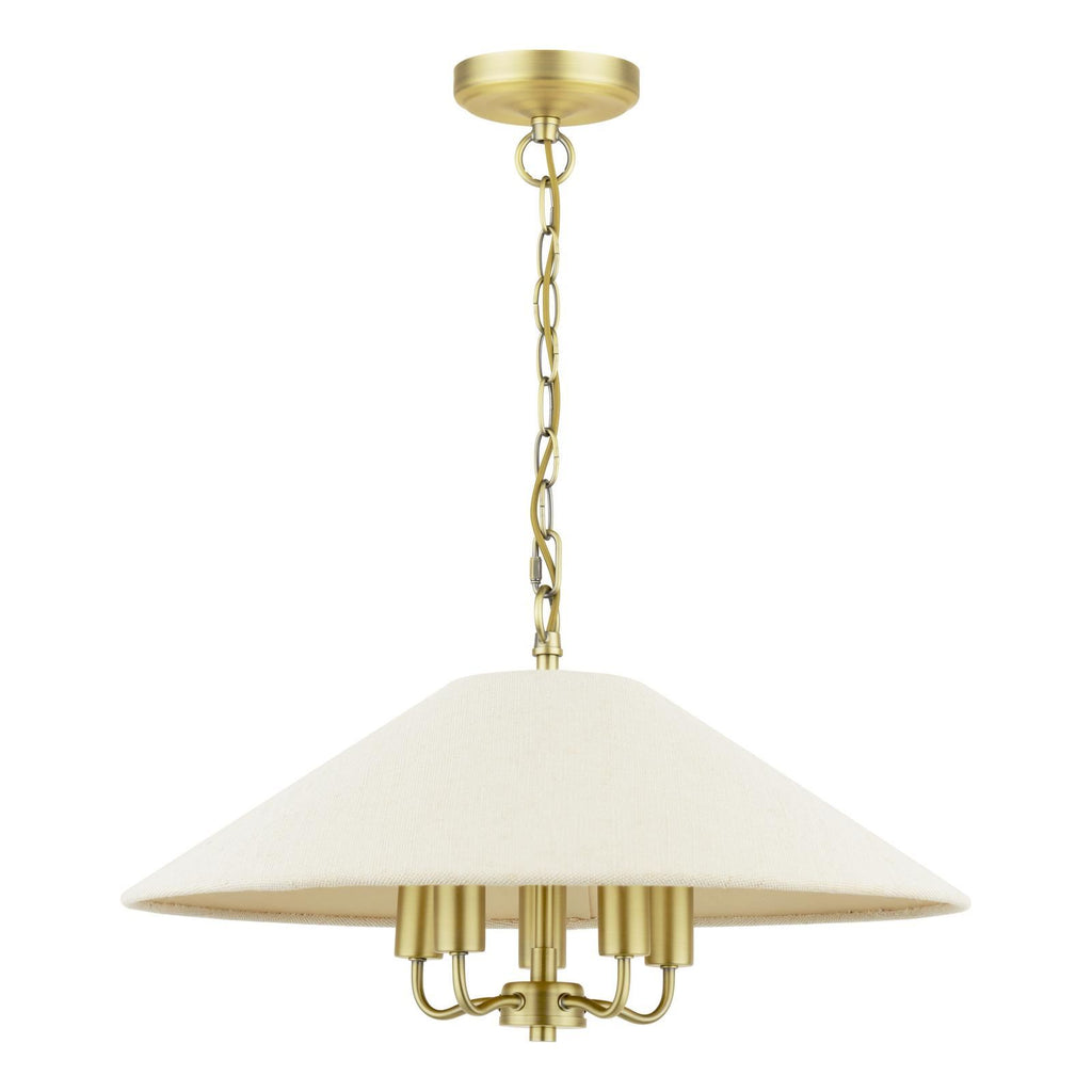 Laura Ashley Harland 5 Light Pendant Matt Antique Brass With Shade LA3756723-Q