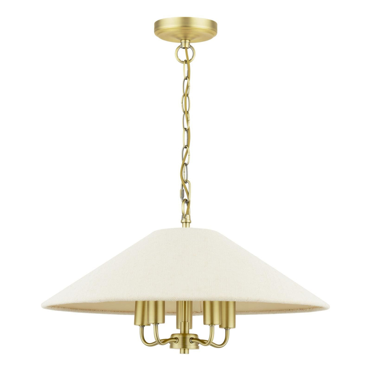 Laura Ashley Harland 5 Light Pendant Matt Antique Brass With Shade LA3756723-Q