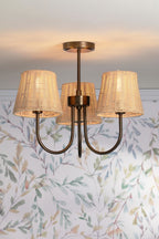 Laura Ashley Hasfield 3 Light Semi-Flush Satin Bronze With Shade LA3756746-Q
