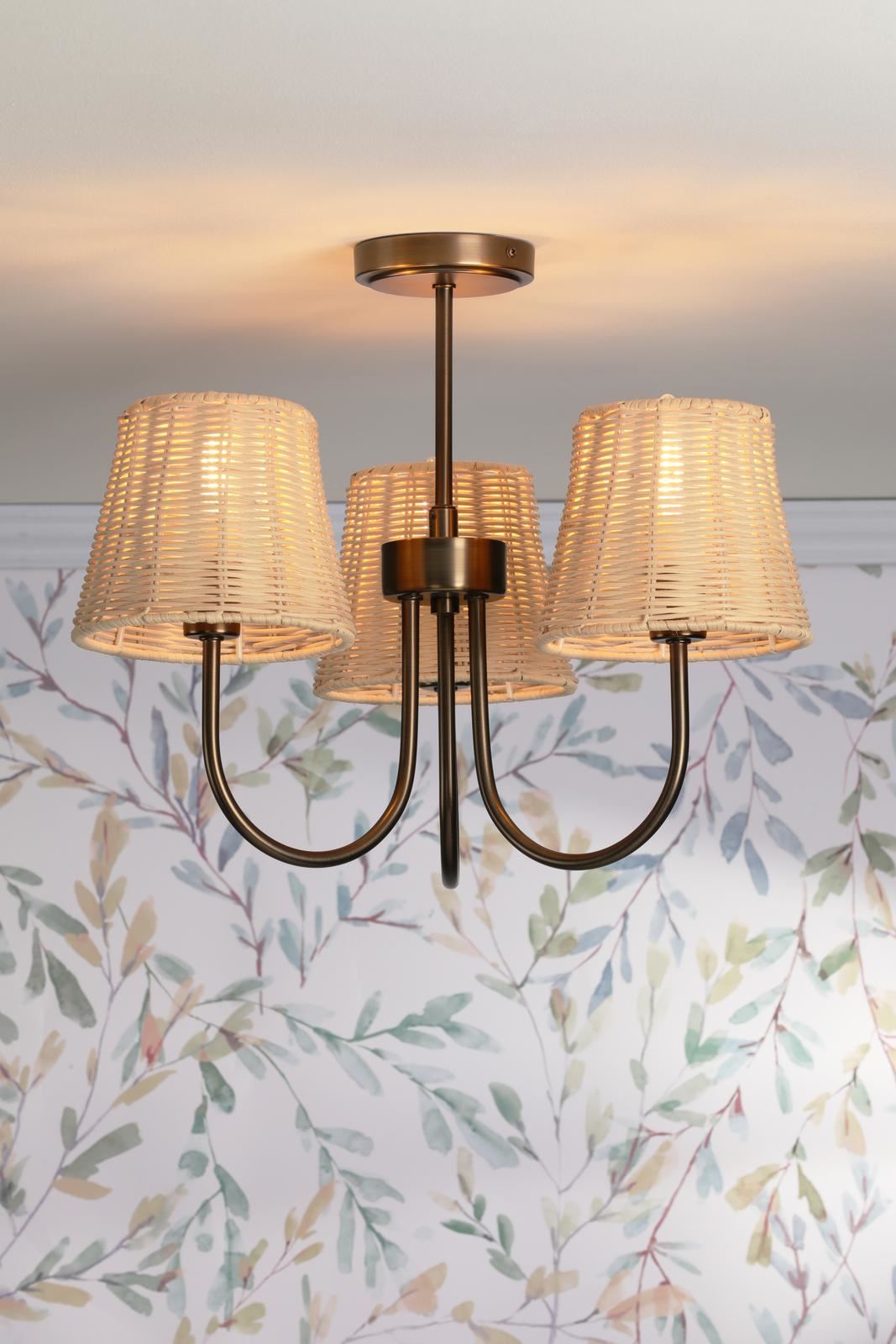 Laura Ashley Hasfield 3 Light Semi-Flush Satin Bronze With Shade LA3756746-Q
