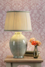 Laura Ashley Stannard Table Lamp Green Ceramic and Polished Chrome With Shade LA3756701-Q