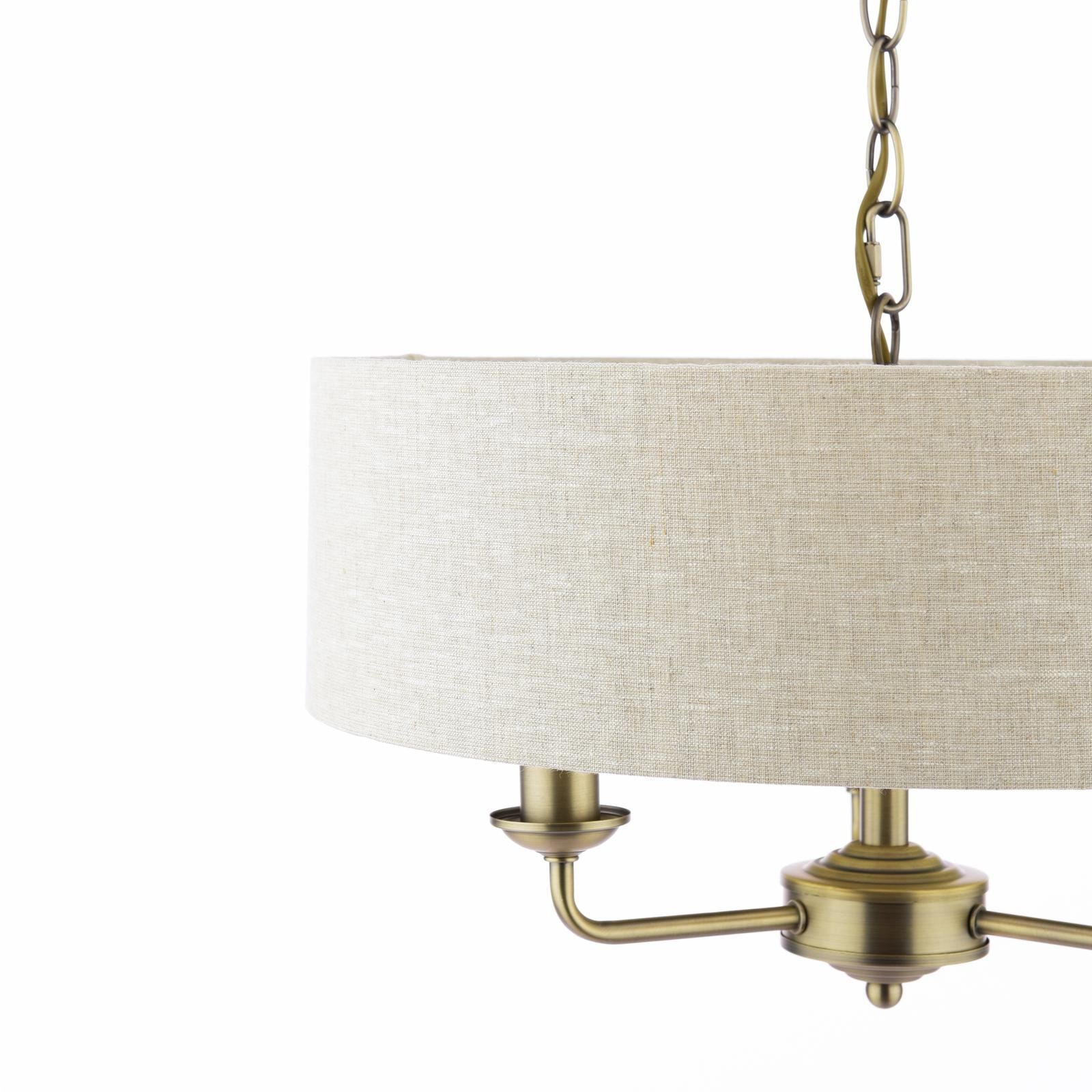 Laura Ashley Sorrento 3 Light Chandelier  Matt Antique Brass With Natural Shade LA3756751-Q