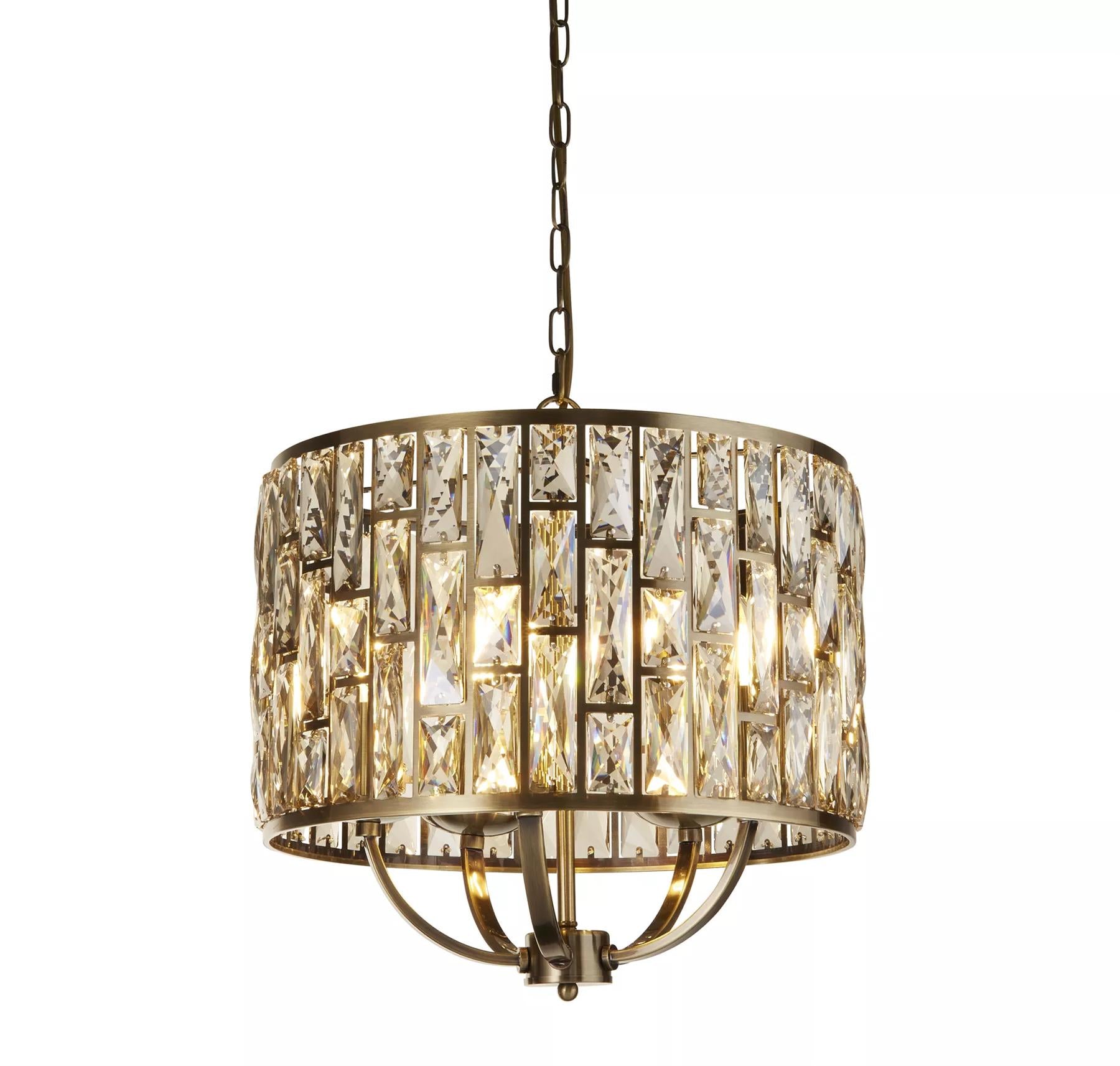 Bijou 5 Light  Ceiling Pendant Light In Antique Brass Finish With Crystal Glass 6585-5AB