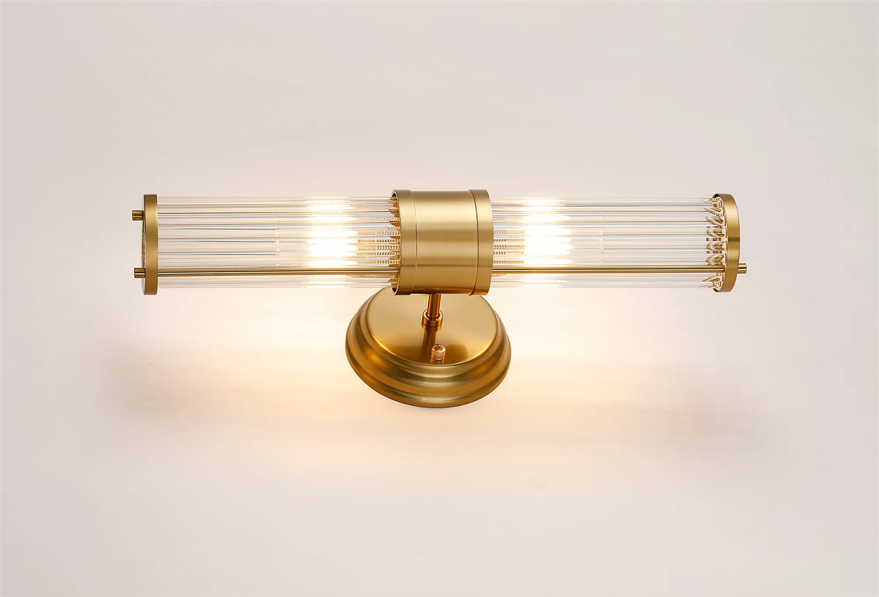 Pillar Up And Down 2 Light Bathroom Wall Light In Gold And Clear Glass Rods IP44 E14