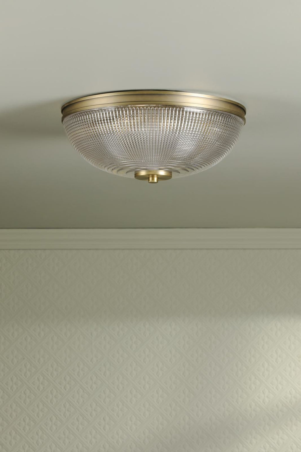 Laura Ashley Langdon 2 Light Bathroom Ceiling Light Matt Antique Brass and Textured Glass IP44 LA3756717-Q