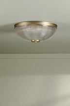 Laura Ashley Langdon 2 Light Bathroom Ceiling Light Matt Antique Brass and Textured Glass IP44 LA3756717-Q