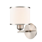 Franklite Sirius Single Wall Light In Satin Nickel With Off White Shade FL2495-1