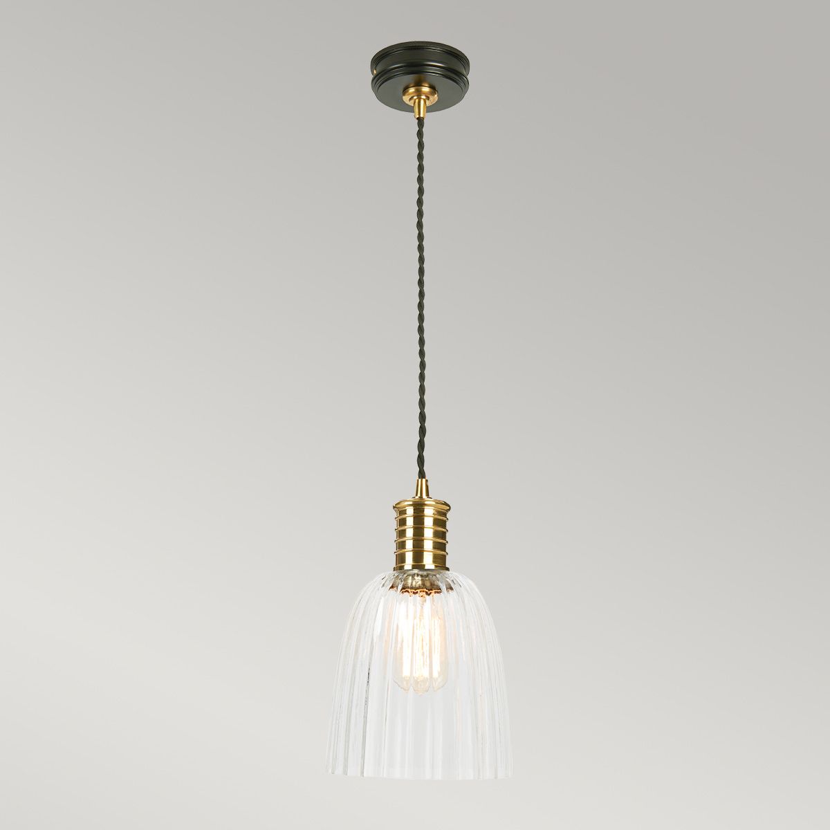 Douille Ceiling Pendant Light In Black And Polished Brass Finish DOUILLE/P BPB