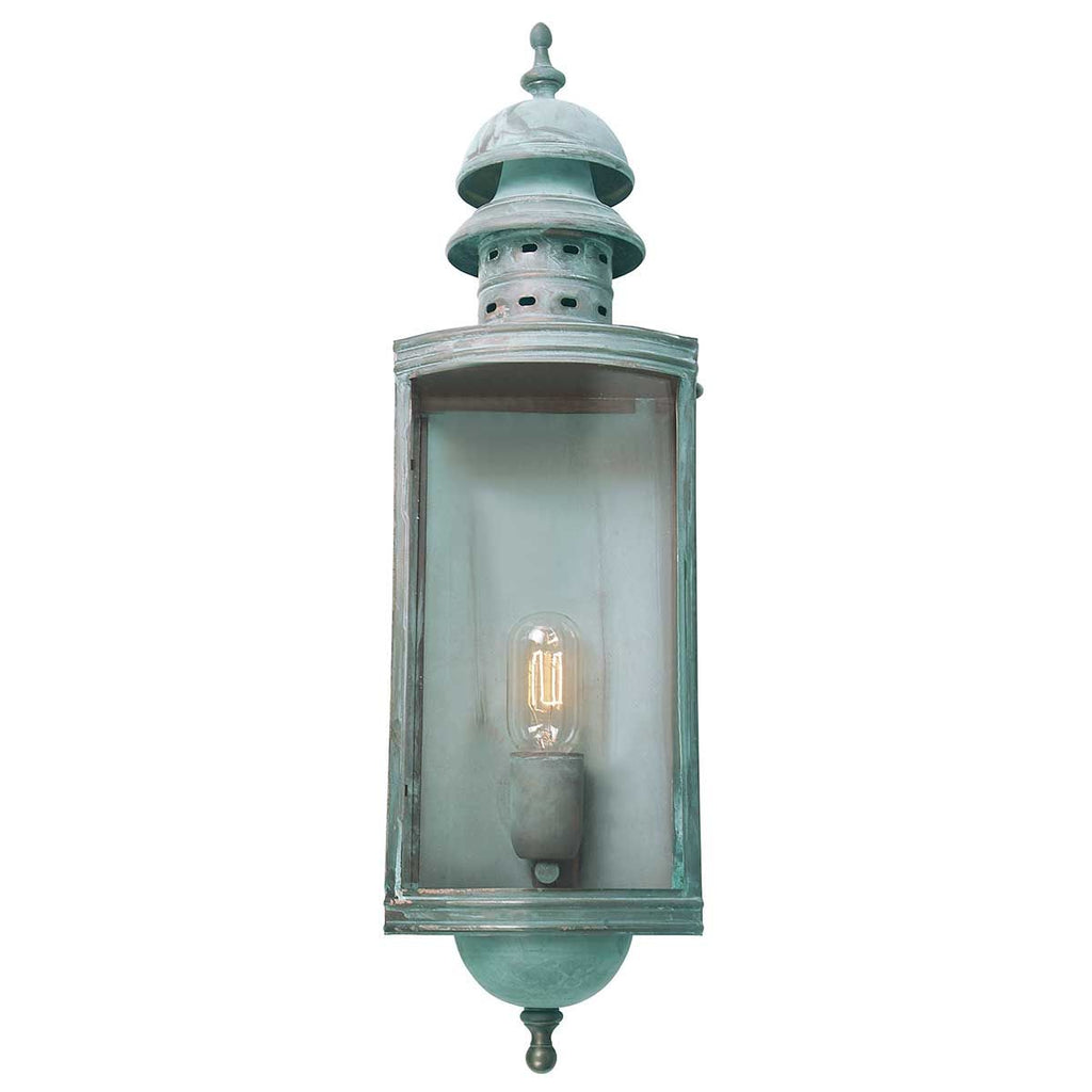 Downing Street Outdoor Solid Brass Lantern, Verdigris