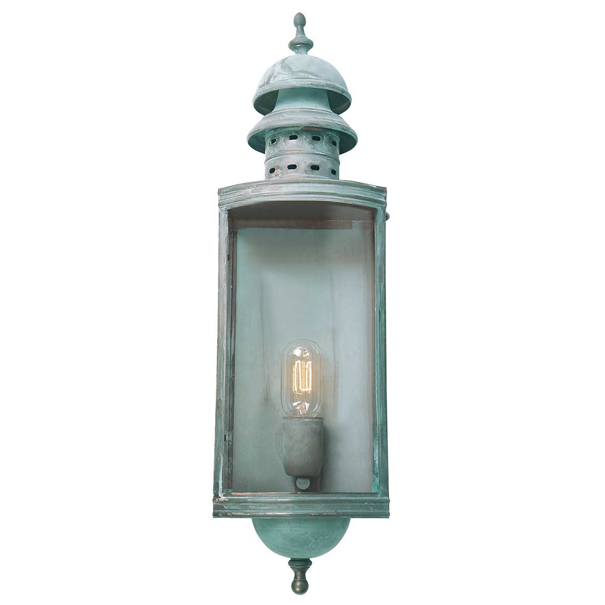 Downing Street Outdoor Solid Brass Lantern, Verdigris