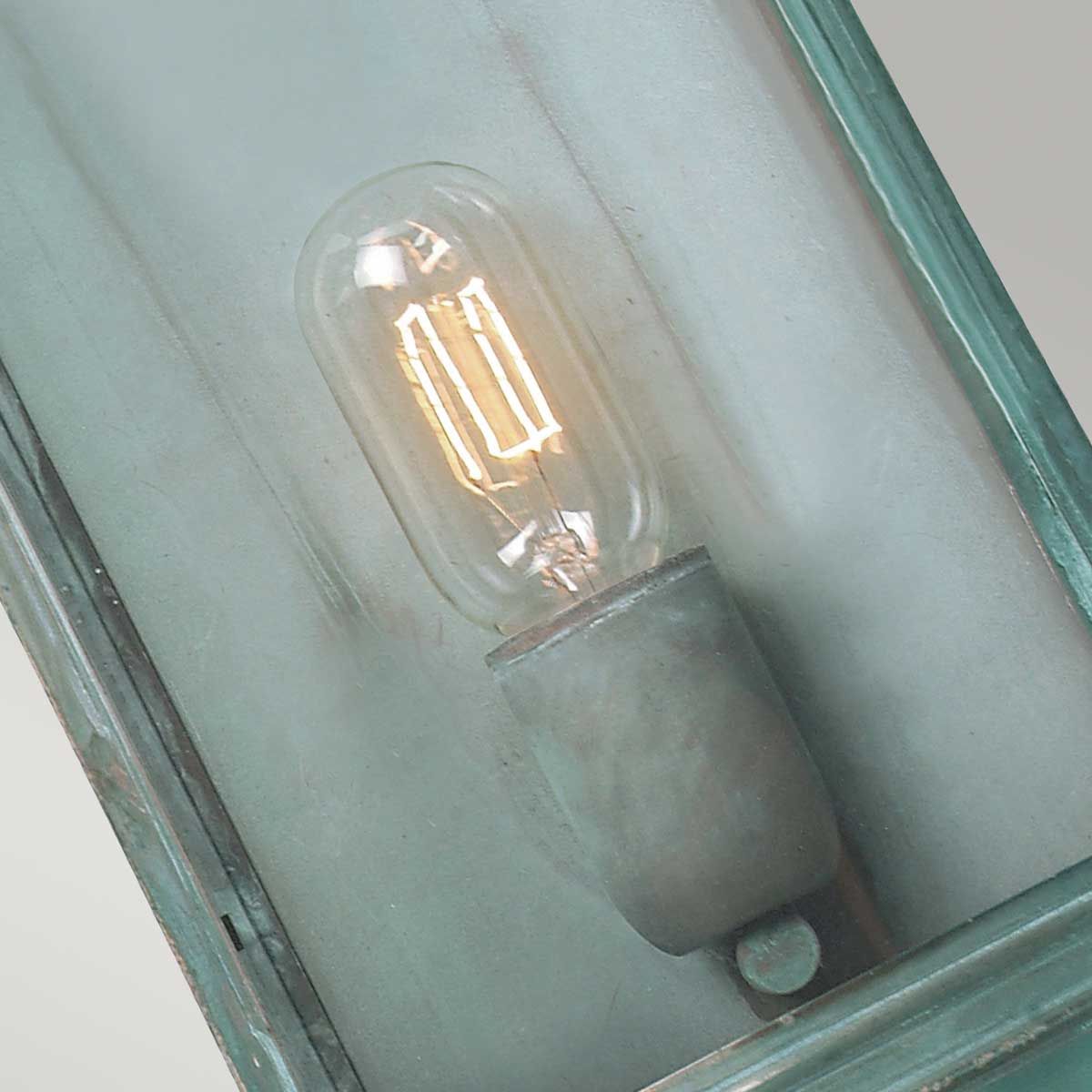 Downing Street Outdoor Solid Brass Lantern, Verdigris