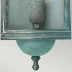 Downing Street Outdoor Solid Brass Lantern, Verdigris