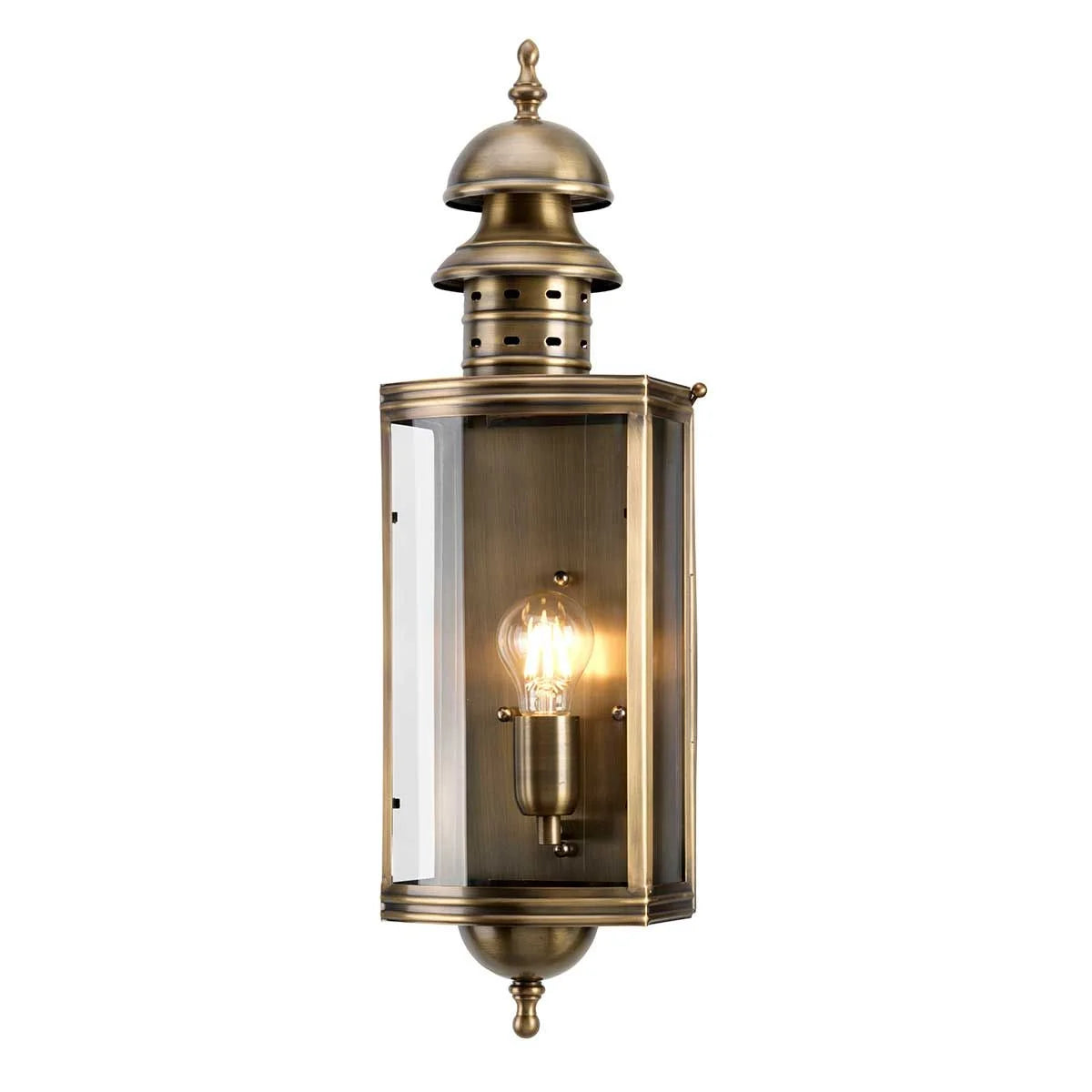 Downing Street Solid Brass Outdoor Lantern, Antique Brass