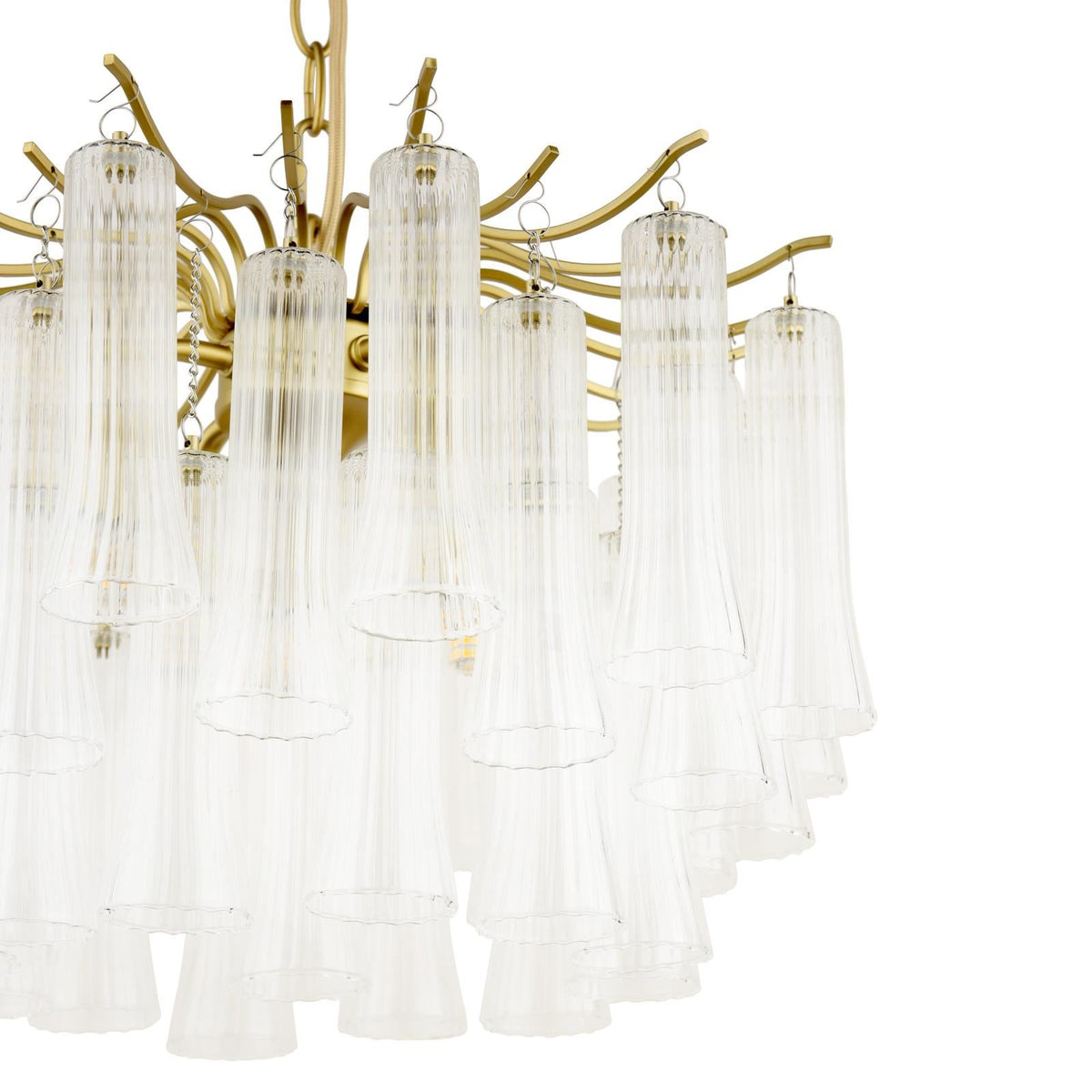 Laura Ashley Penlee 4 Light Pendant Matt Antique Brass and Ribbed Glass LA3756709-Q