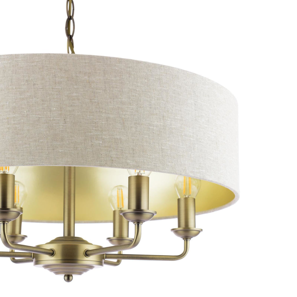Laura Ashley Sorrento 6 Light Chandelier Matt Antique Brass With Natural Shade LA3756752-Q