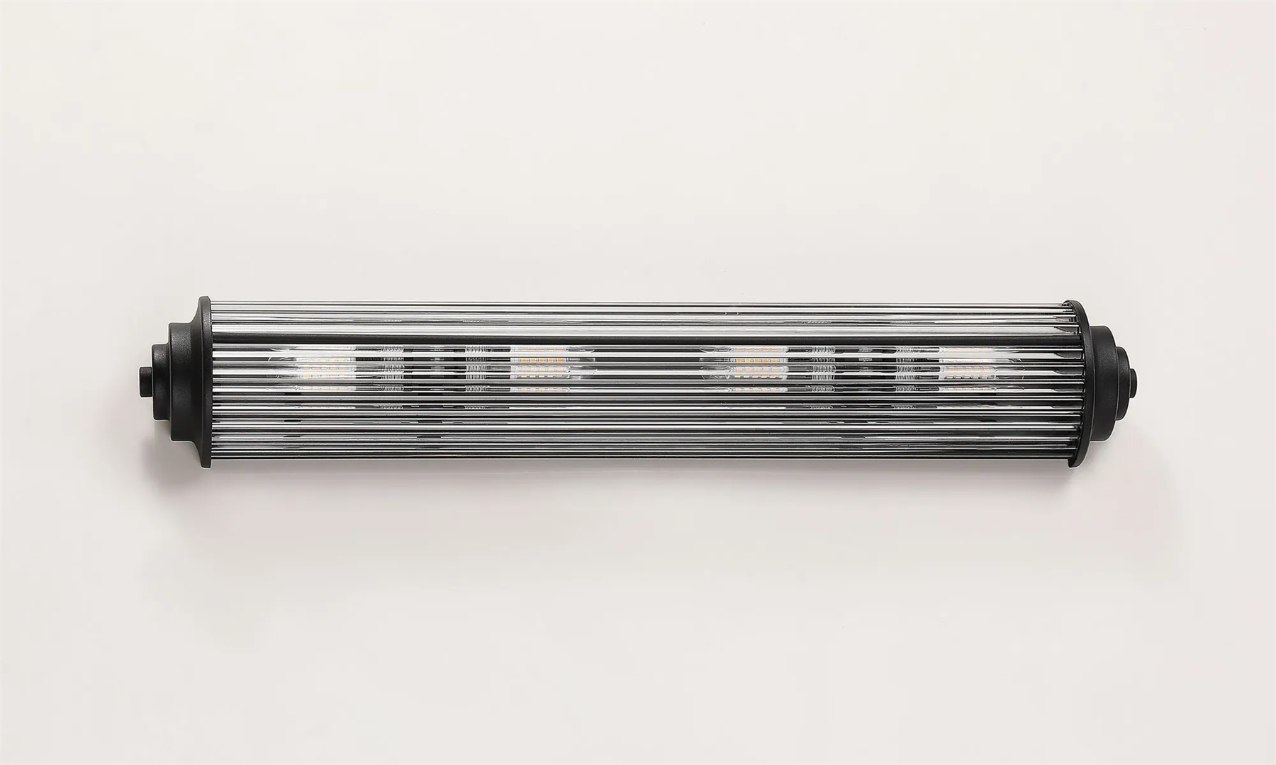 Pillar 4 Light Bathroom Wall Light In Satin Black And Clear Glass Rods IP44 G9