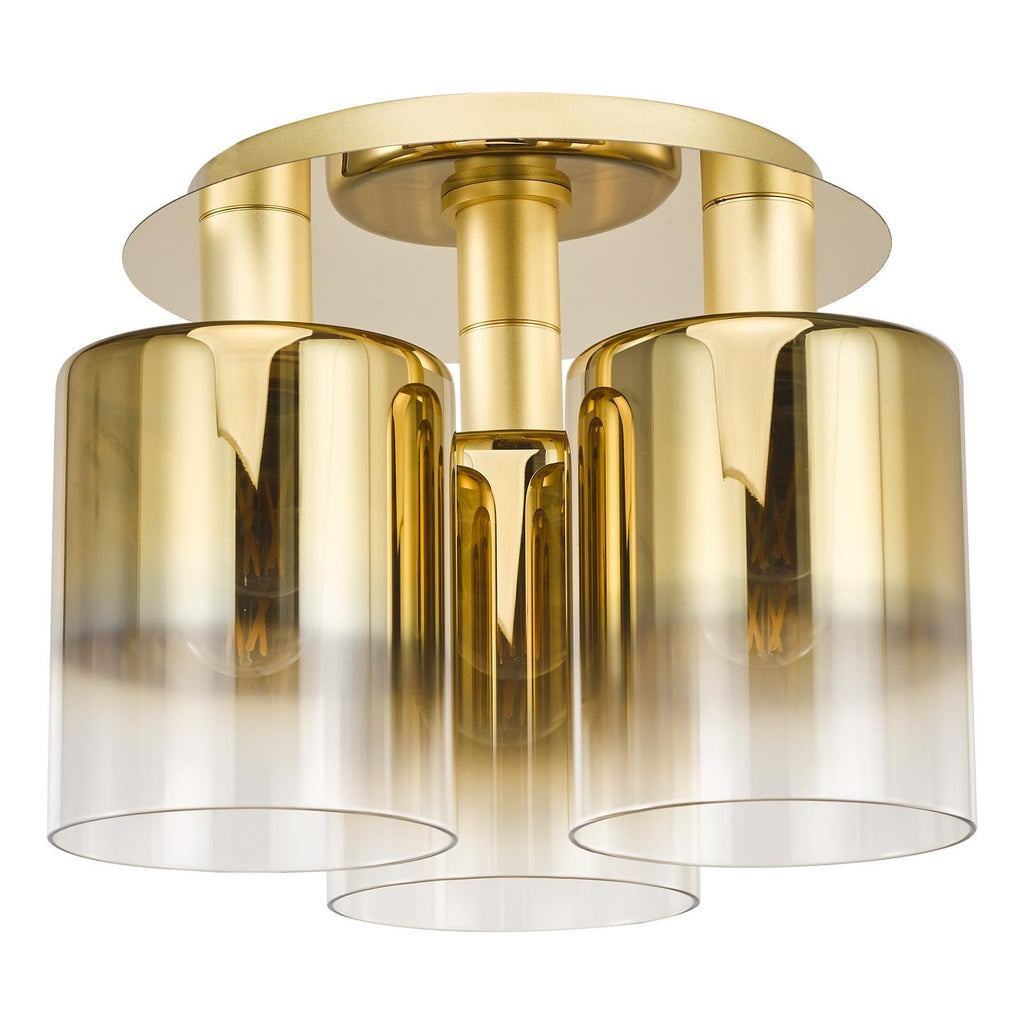 Savannah 3 Light Flush Satin Gold and Gold Ombre Glass SAV5335
