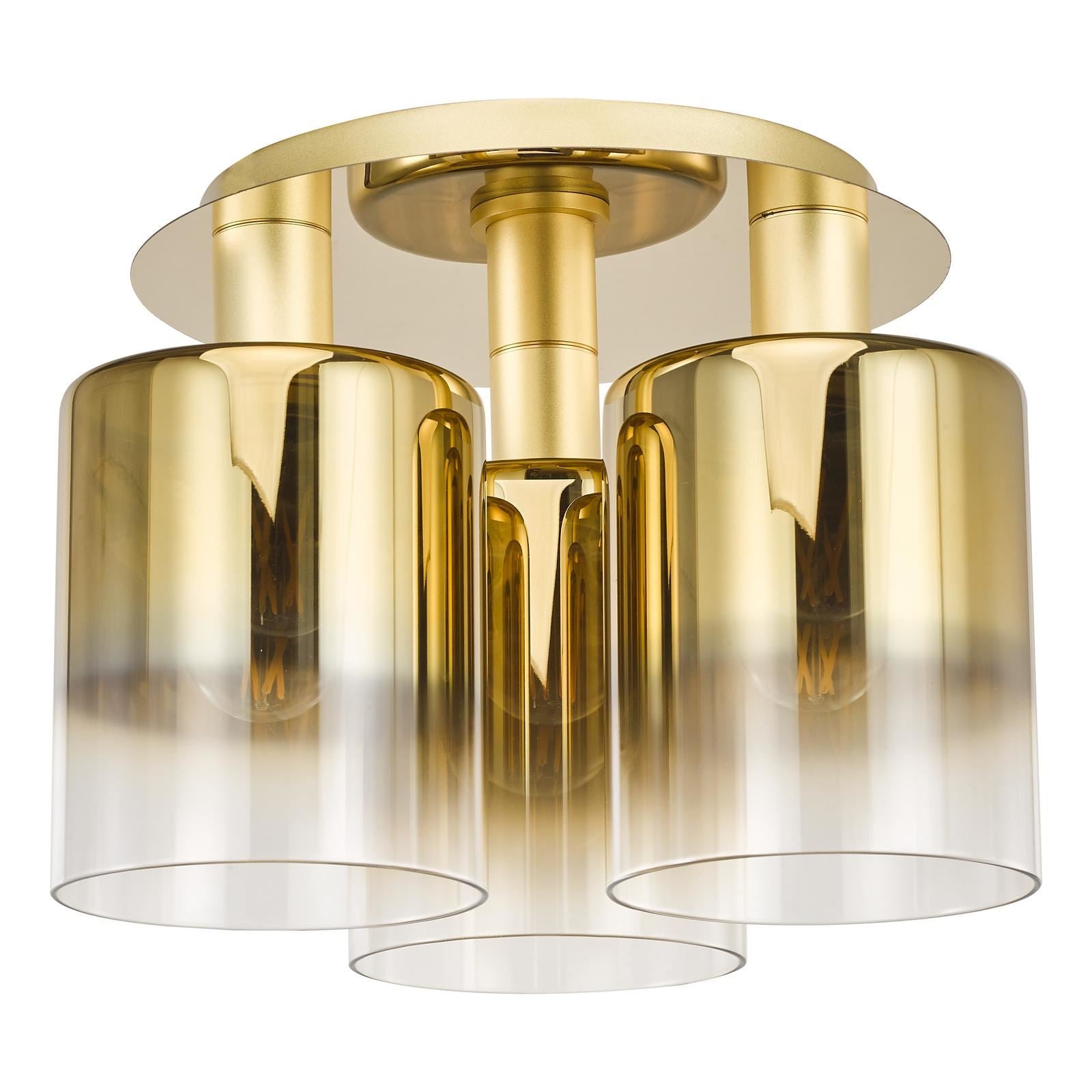 Savannah 3 Light Flush Satin Gold and Gold Ombre Glass SAV5335