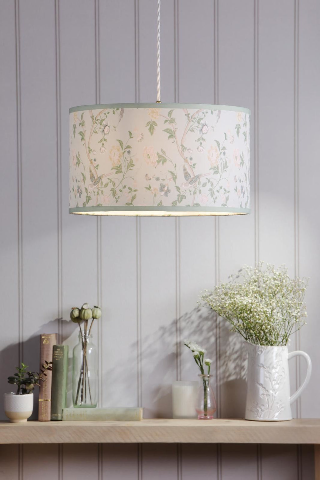 Laura Ashley Summer Palace Eau De Nil Green Cotton Drum Shade 38cm LA3756681-Q