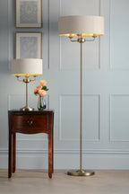 Laura Ashley Sorrento 3 Light Table Lamp Matt Antique Brass With Natural Shade LA3756754-Q
