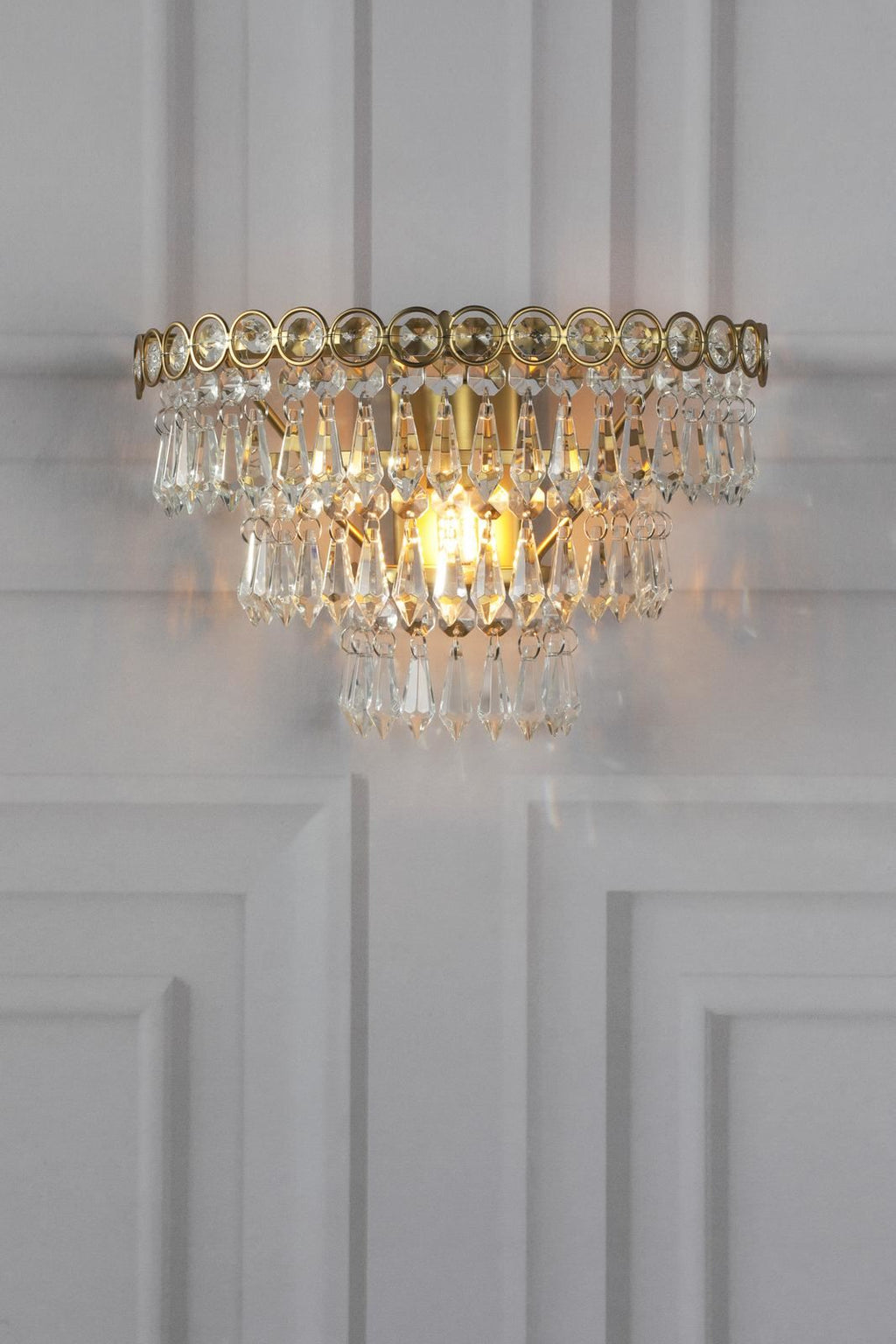 Laura Ashley Enid Wall Light Faceted Crystal Glass and Matt Antique Brass LA3756714-Q