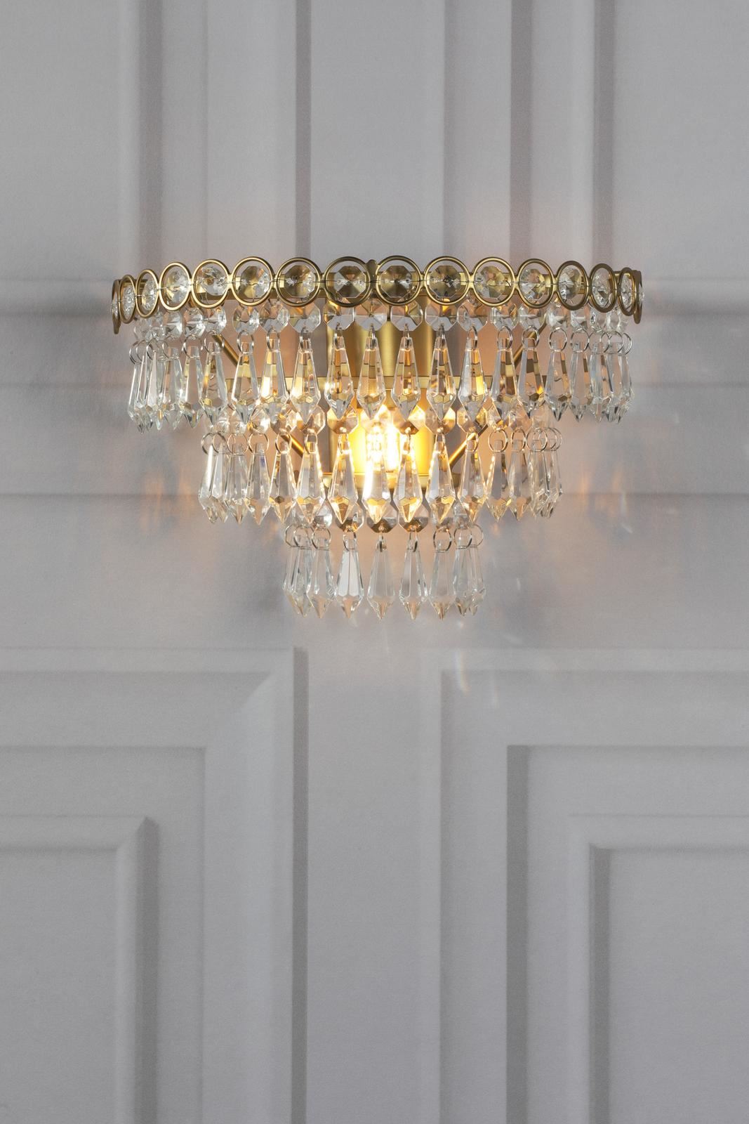 Laura Ashley Enid Wall Light Faceted Crystal Glass and Matt Antique Brass LA3756714-Q