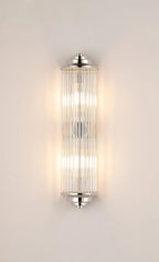 Pillar 2 Light Bathroom Wall Light In Polished Nickel And Clear Glass Rods IP44 G9