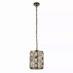 Bijou Single Ceiling Pendant Light In Antique Brass With Crystal Glass 6581-1AB
