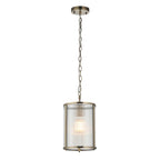 Ridgeton Single Ceiling Pendant Light In Antique Brass With Ribbed Glass 118595