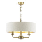 Laura Ashley Sorrento 3 Light Chandelier  Matt Antique Brass With Natural Shade LA3756751-Q