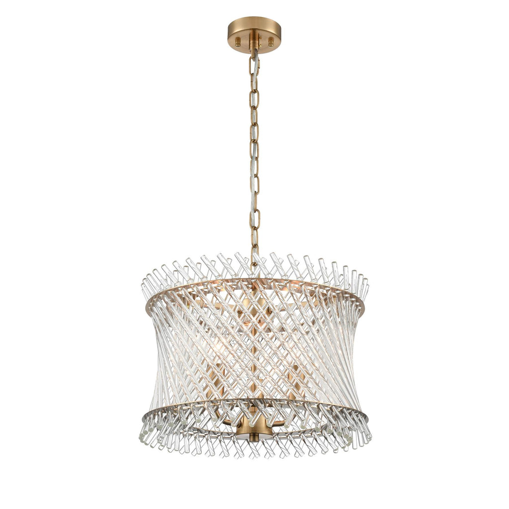 Franklite Ethereal 3 Light Ceiling Pendant With Angled Glass Rods In Aged Brass Finish FL2511-3