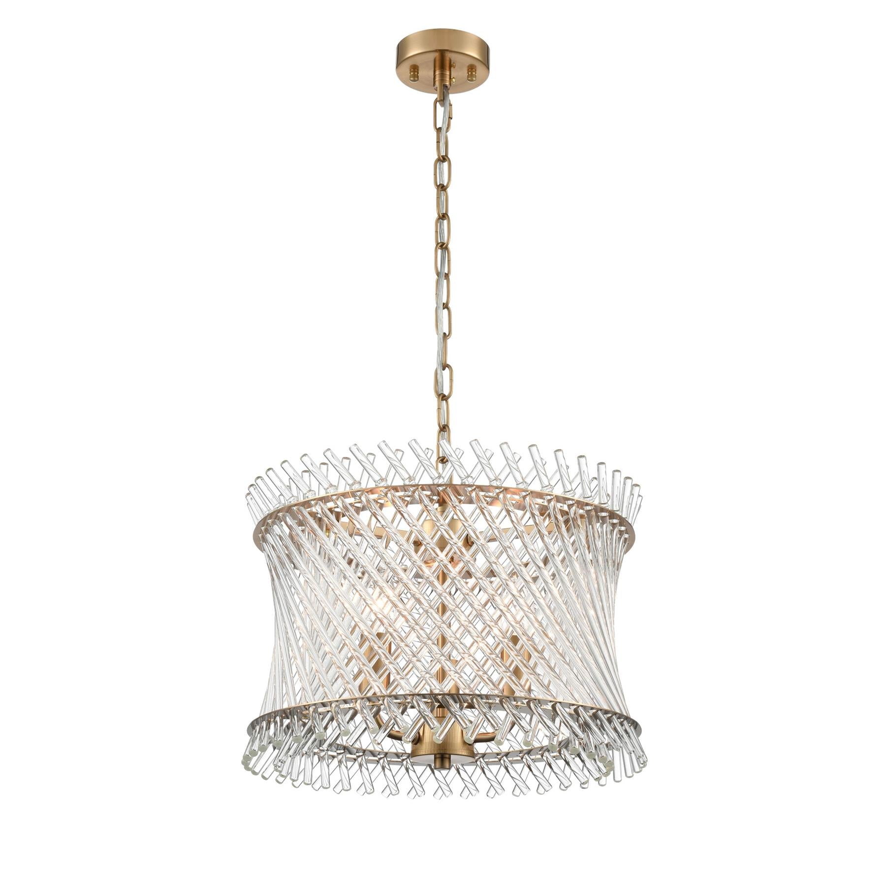 Franklite Ethereal 3 Light Ceiling Pendant With Angled Glass Rods In Aged Brass Finish FL2511-3