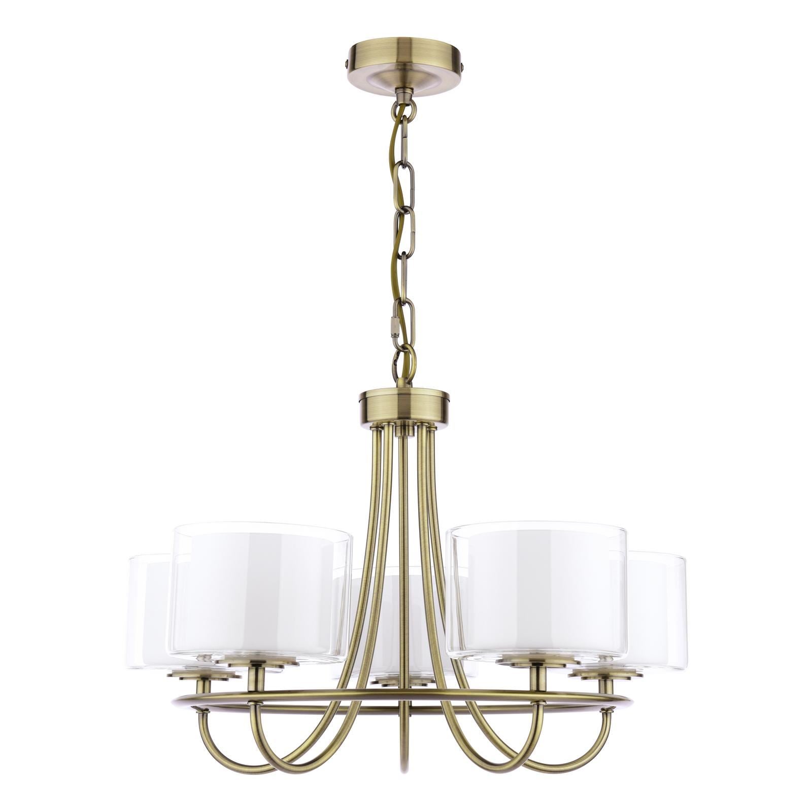 Laura Ashley Southwell 5 Light Armed Pendant Antique Brass and Opal Glass LA3756672-Q