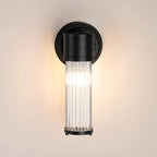 Pillar 1 Light Bathroom Wall Light In Satin Black And Clear Glass Rods IP44 E14