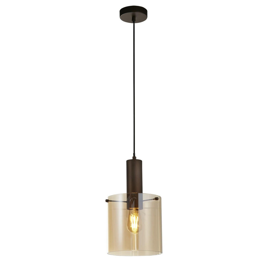 Sweden Single Ceiling Pendant Light In Mocha And Amber Glass 88910-1MO