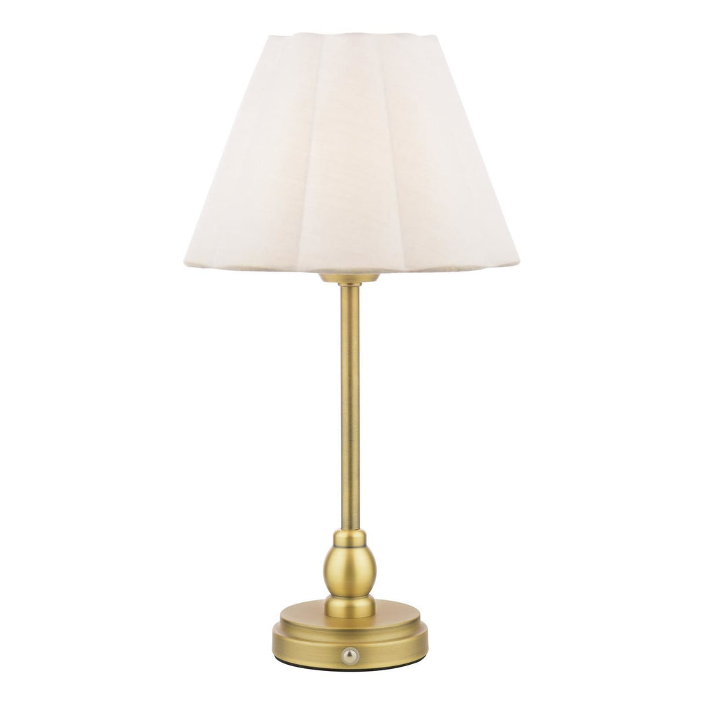 Laura Ashley Erin Rechargeable Table Lamp Matt Antique Brass With Shade LED LA3756704-Q