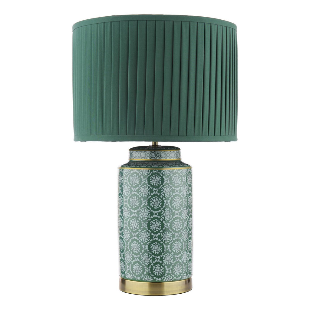 Laura Ashley Knipton Table Lamp Green Ceramic and Antique Brass With Shade LA3756699-Q