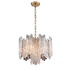 Franklite Icicle 5 Light Ceiling Pendant Light In Aged Brass With Ice Shaped Glass FL2454-5