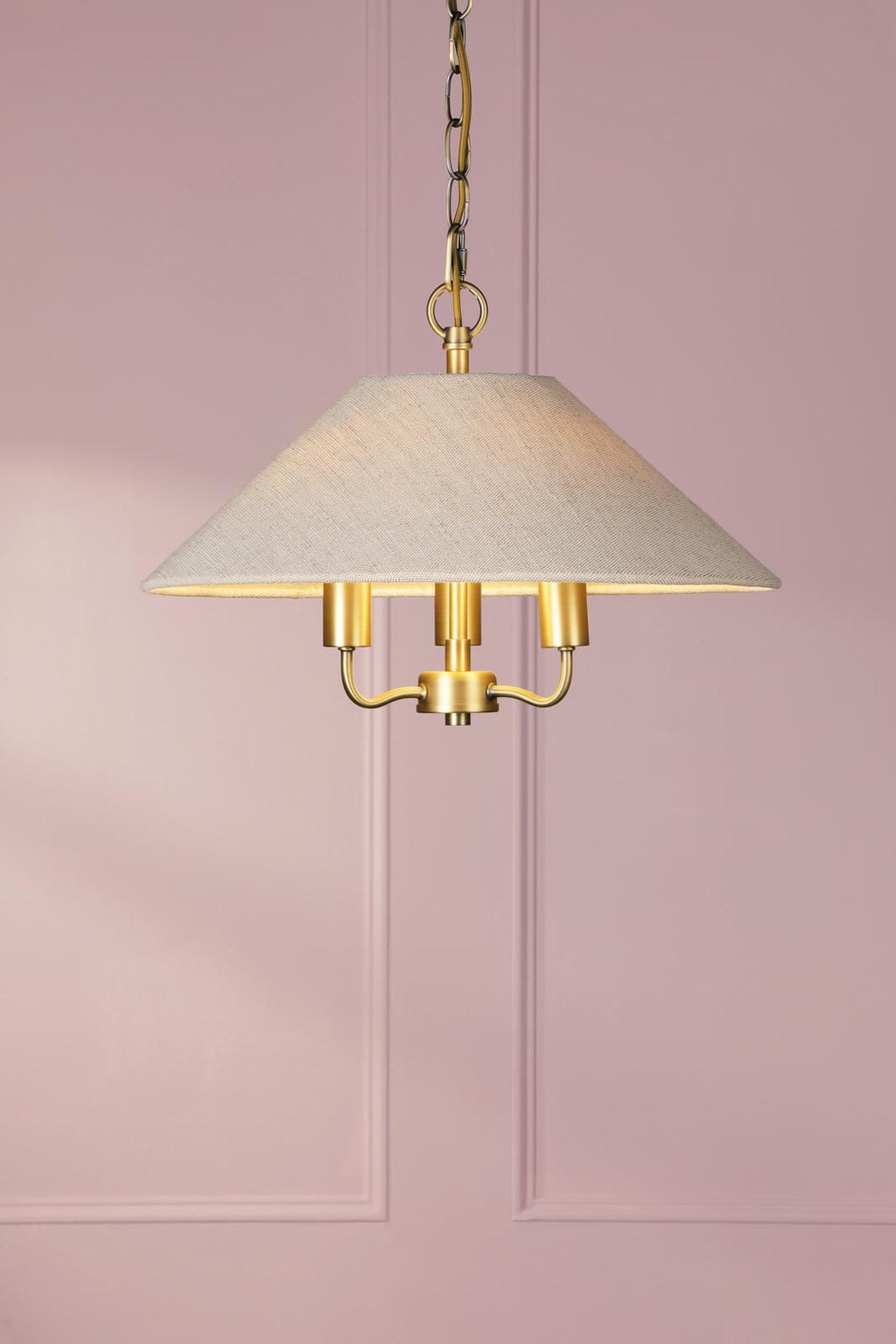 Laura Ashley Harland 3 Light Pendant Matt Antique Brass With Shade LA3756724-Q