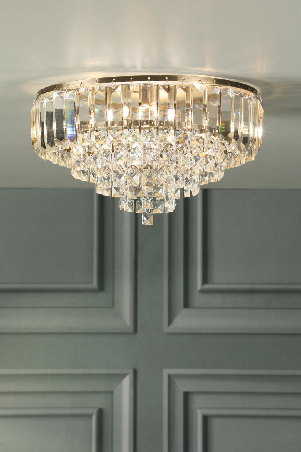 Laura Ashley Vienna 3 Light Flush Crystal and Antique Brass LA3756756-Q