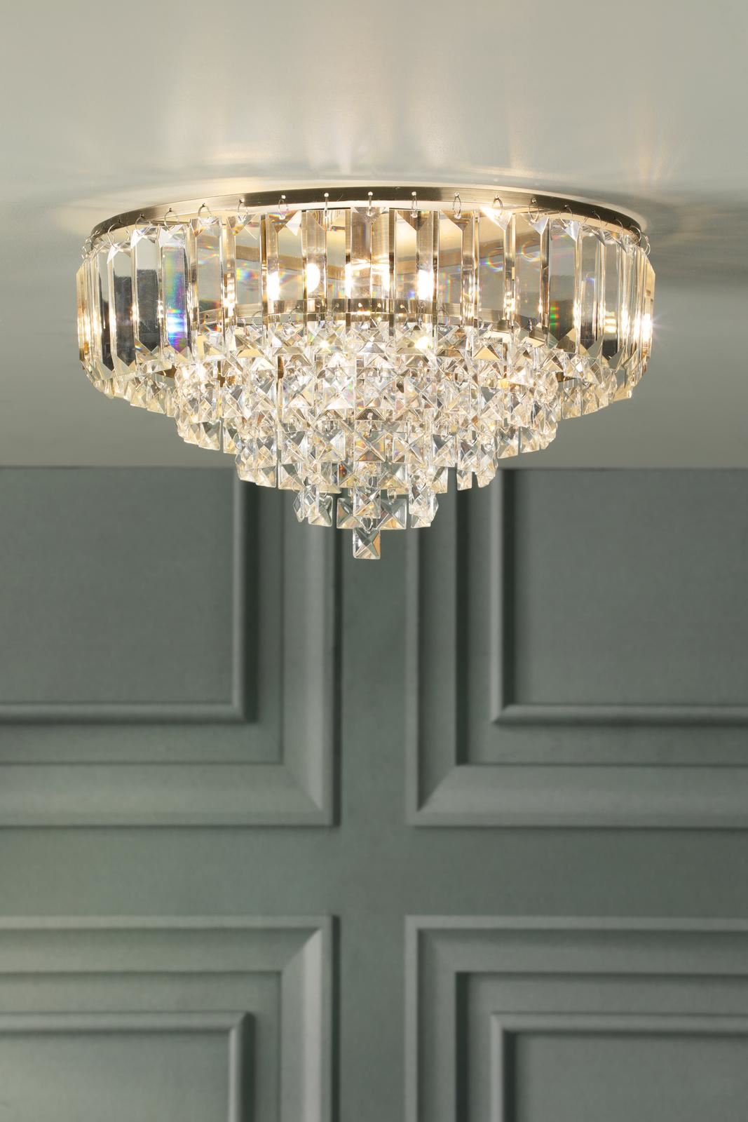 Laura Ashley Vienna 3 Light Flush Crystal and Antique Brass LA3756756-Q