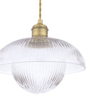 Laura Ashley Billham Pendant Matt Antique Brass and Ribbed Glass LA3756651-Q