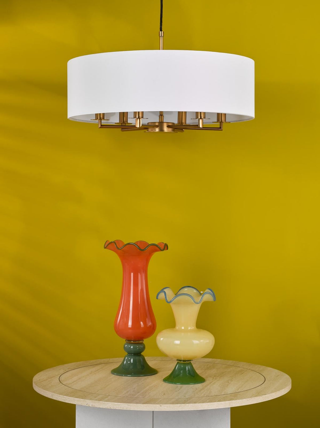 Tyler 6 Light Ceiling Pendant Antique Bronze and White With Shade TYL6463