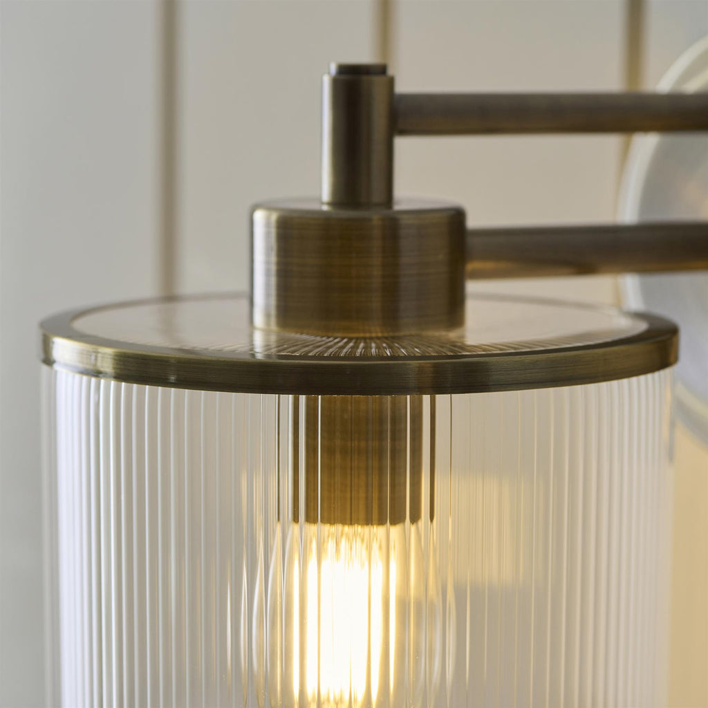 Ridgeton Single Wall Light In Antique Brass With Ribbed Glass 120144
