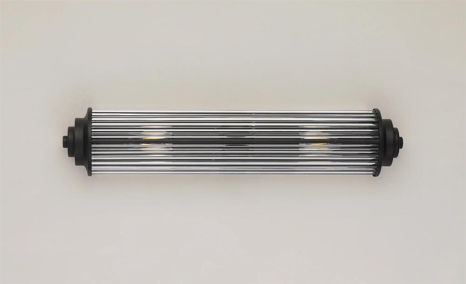 Pillar 2 Light Bathroom Wall Light In Satin Black And Clear Glass Rods IP44 E14