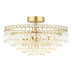 Enid 5 Light Semi-Flush Faceted Crystal and Matt Antique Brass Chandelier LA3756712-Q