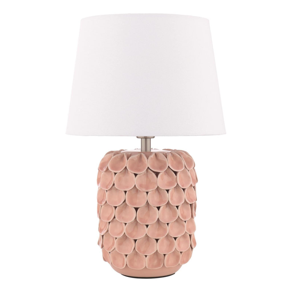 Laura Ashley Marwick Table Lamp Pink Ceramic and Brushed Silver With Shade LA3756678-Q