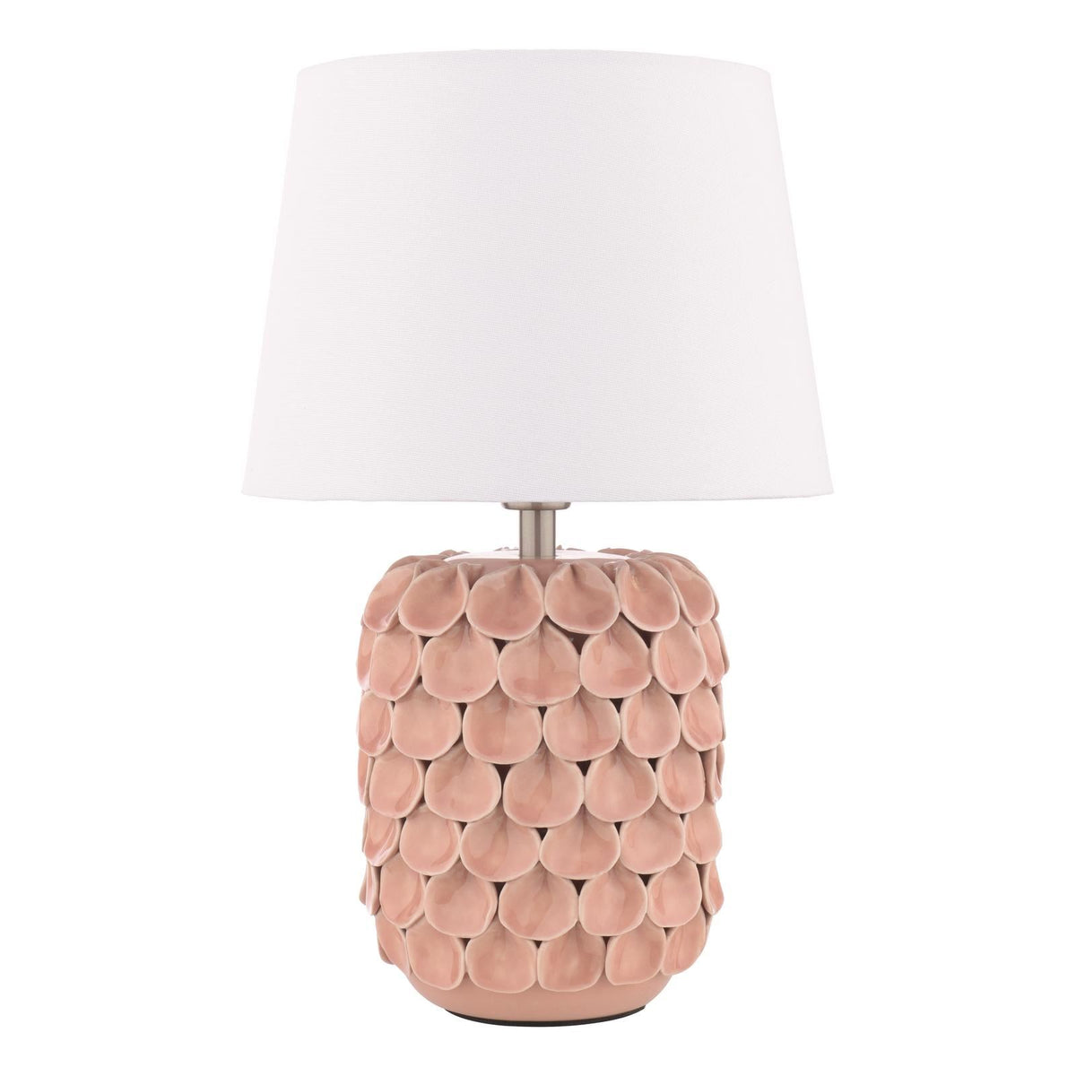 Laura Ashley Marwick Table Lamp Pink Ceramic and Brushed Silver With Shade LA3756678-Q
